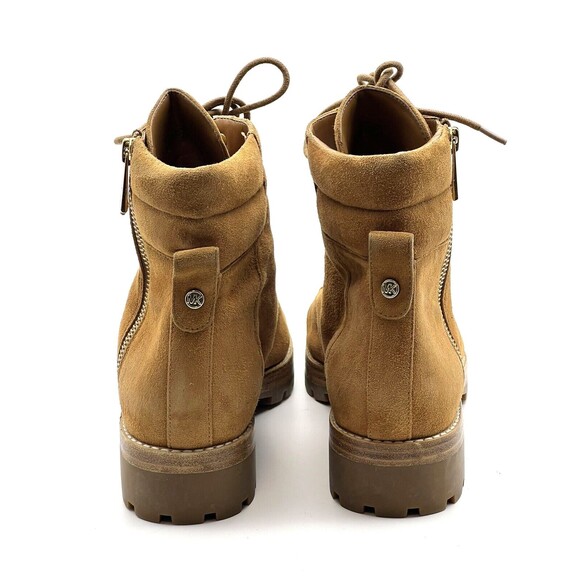 Michael Kors Women's Logo Side Zip Lace Up Suede Combat Boots 10 M Camel Leather - Picture 4 of 9